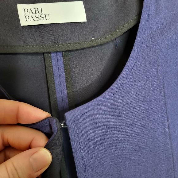 Pari Passu Wool Blend Side Split Jacket Fit D: "Modified Hour Glass" Navy - Picture 11 of 14